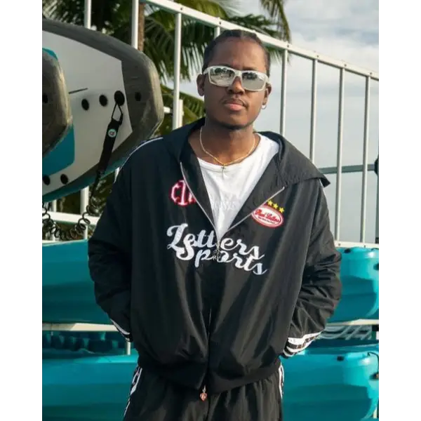 Red letters zip up track jacket - TRACK JACKET