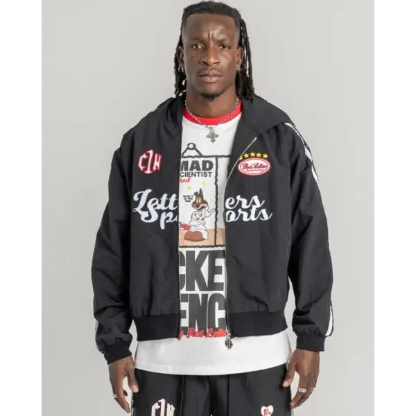 Red letters zip up track jacket - TRACK JACKET