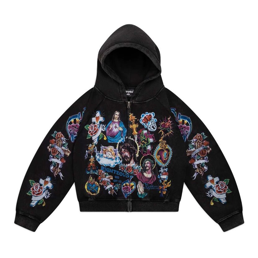 Righteous risen king zip up hoodie - HOODIE - Cityswagusa.com