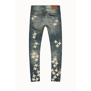 See you in paradise all over print stacked denim - DENIM