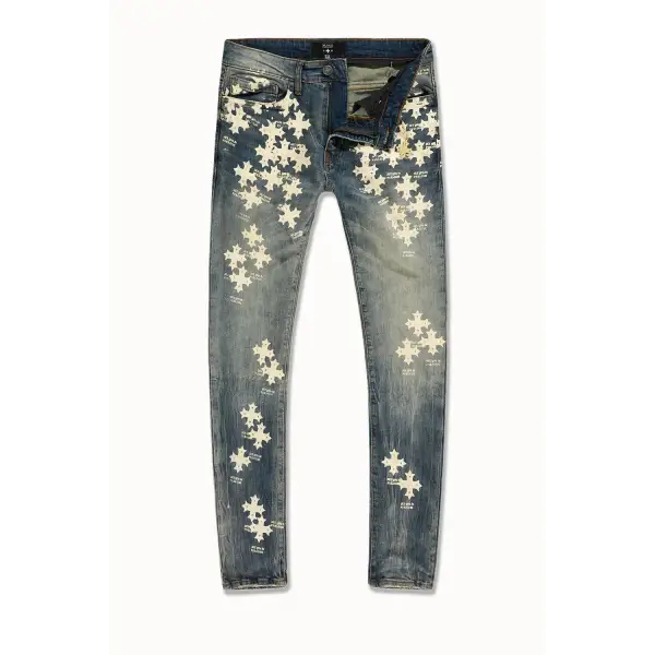 See you in paradise all over print stacked denim - 30W/34L / VINTAGE - DENIM