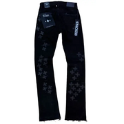 See you in paradise all over print stacked denim - DENIM