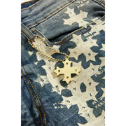 See you in paradise all over print stacked denim - DENIM