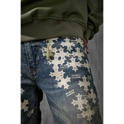 See you in paradise all over print stacked denim - DENIM