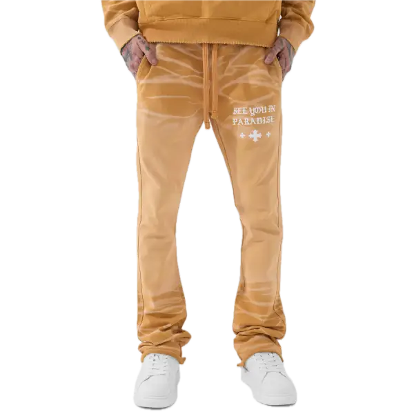 See you in paradise stacked jogger - SMALL / TAN - JOGGERS