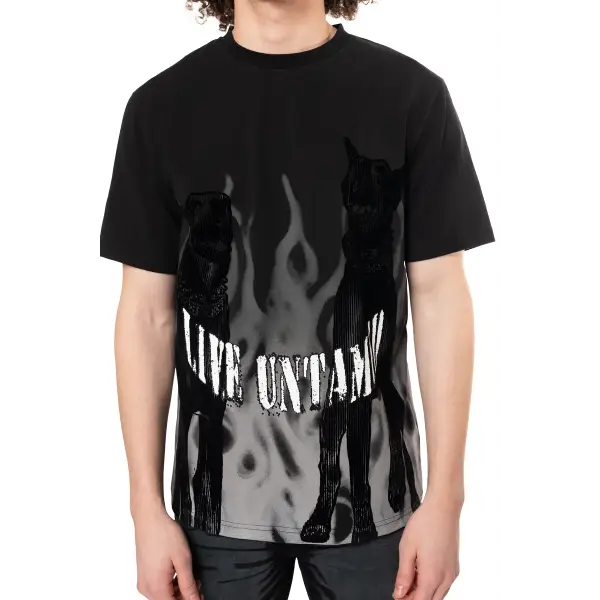 Smoke rise folcked dog t-shirt - T-SHIRT