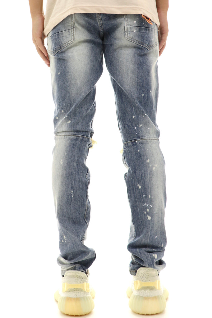 Smoke Rise Light Ripped Knee Slashed Denim - ECtrendsetters