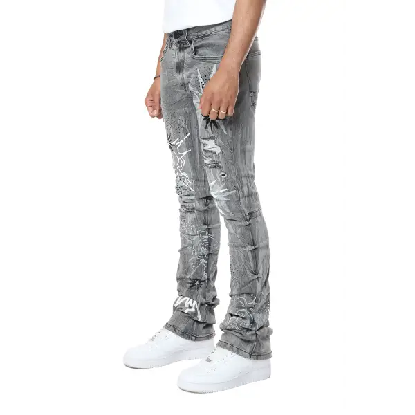 Smoke rise rhinestone denim - DENIM