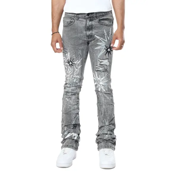 Smoke rise rhinestone denim - DENIM