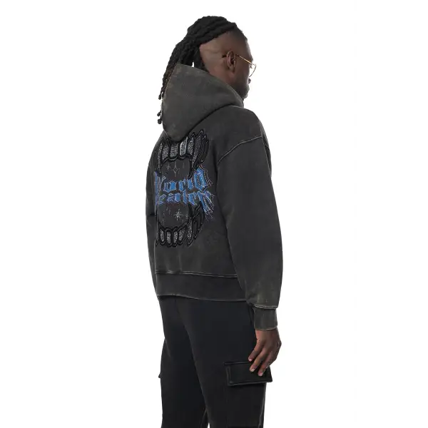 Smoke rise rhinestone hoodie - HOODIE