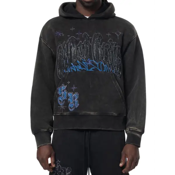 Smoke rise rhinestone hoodie - HOODIE