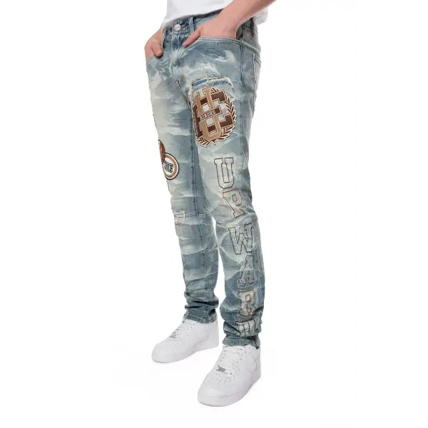 Smoke rise star studded stacked denim - DENIM