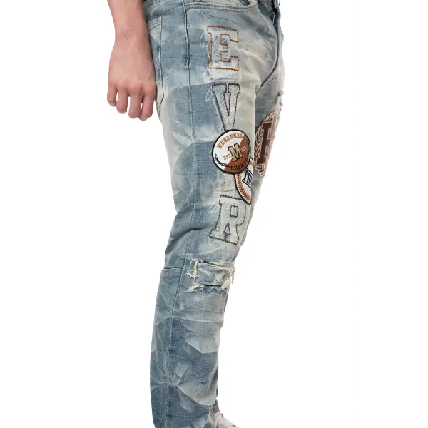 Smoke rise star studded stacked denim - DENIM