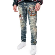 Smoke rise varisty patchwork denim - DENIM
