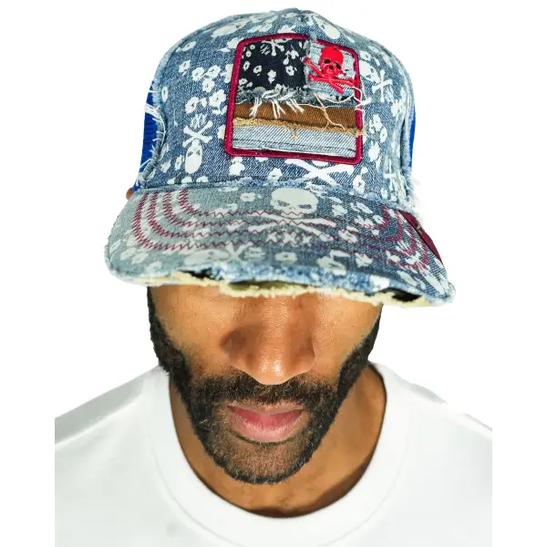 Smugglers moon denim skull trucker hat - OSFA / BROWN - HATS