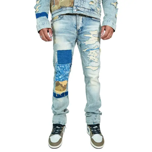 Smugglers moon ripped camo patch denim - DENIM
