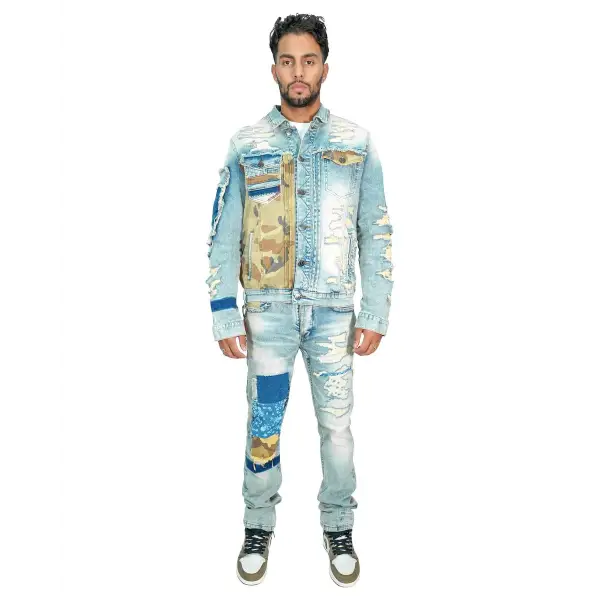 Smugglers moon ripped camo patch denim - DENIM