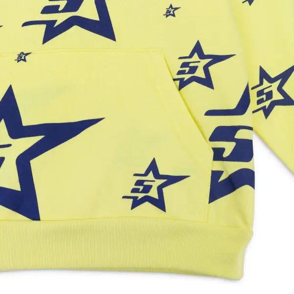 Sp5der 5star print pullover hoodie - LARGE / YELLOW - HOODIE