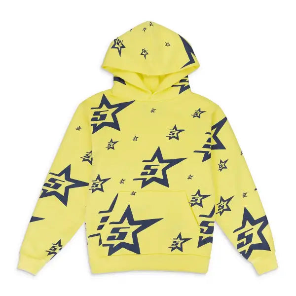 Sp5der 5star print pullover hoodie - LARGE / YELLOW - HOODIE