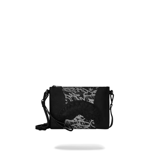 Sprayground midnight raceway graffiti crossover clutch w/ sho udler strap - BAGS