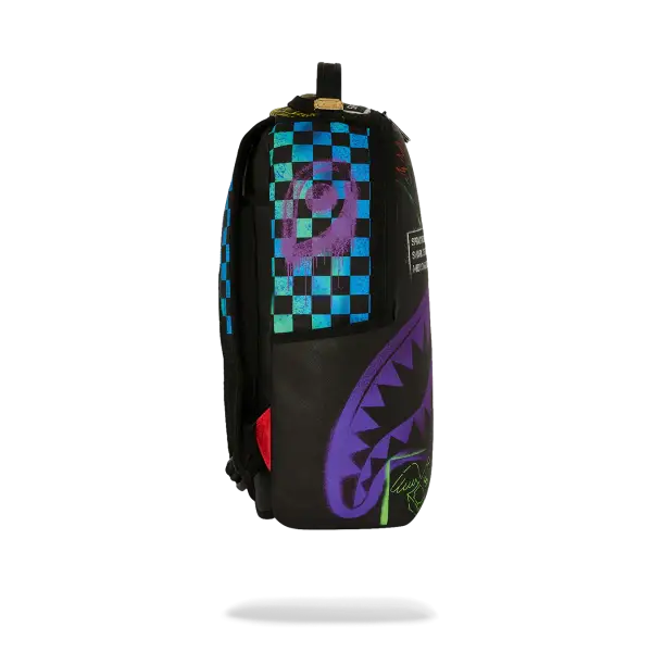 SPRAYGROUND SHARK CENTRAL STENCILS- BLACK DLXSV BACKPACK - BAGS