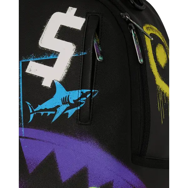 SPRAYGROUND SHARK CENTRAL STENCILS- BLACK DLXSV BACKPACK - BAGS