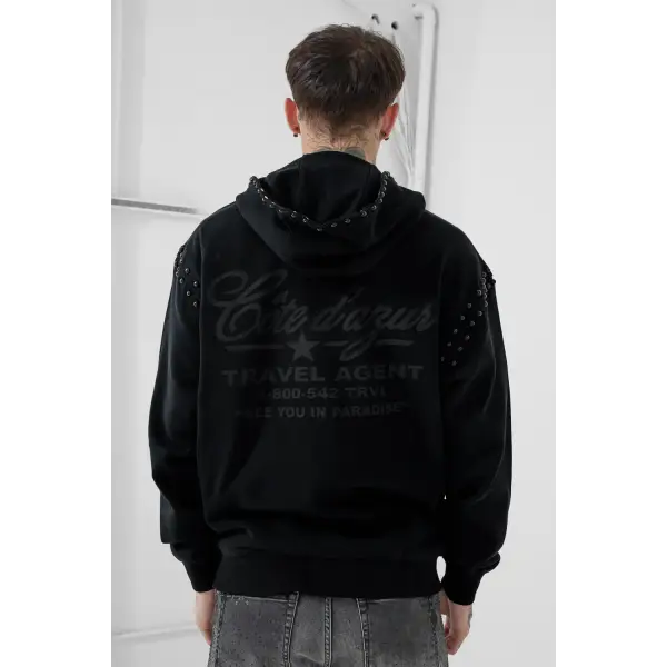 Syip icon pearl studded zip up hoodie - HOODIE