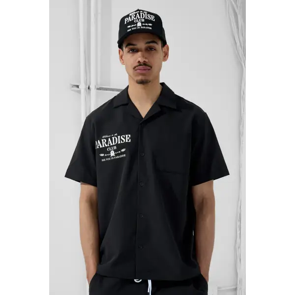 Syip paradise club button up - MEDIUM / BLACK - SHIRT S/S