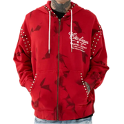 Syip pearl stud travel hoodie - SMALL / RED - HOODIE