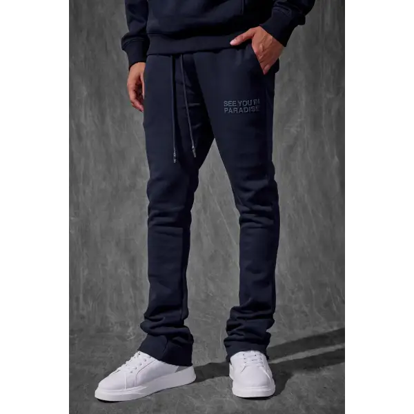 SYIP tonal stacked jogger - SMALL / NAVY - JOGGERS