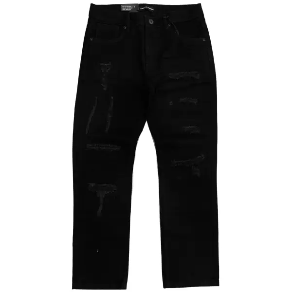 Thread Theory distressed denim jet black - 28W/30L / BLACK - DENIM