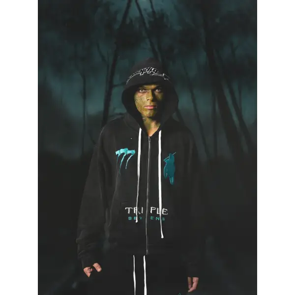 Triple 7 moto zip up hoodie - HOODIE