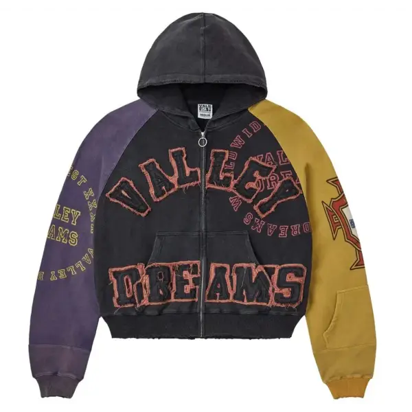 Vale Forever forever crest zip up hoodie - LARGE / Black Washed - HOODIE