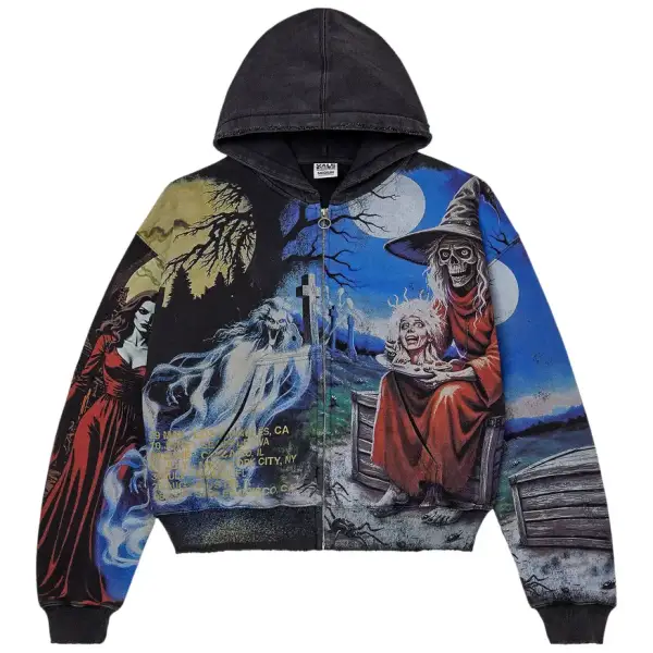 Vale forever graveyard zip up hoodie - SMALL / BLACK - HOODIE