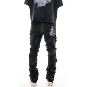 Vicious all over embellish stacked denim - DENIM