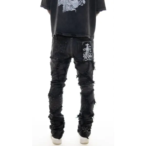 Vicious all over embellish stacked denim - DENIM