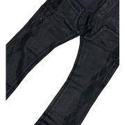 Vicious coated side rhinestone stacked denim - DENIM