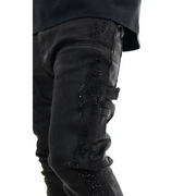 Vicious coated side rhinestone stacked denim - DENIM