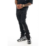 Vicious coated side rhinestone stacked denim - DENIM