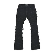 Vicious coated side rhinestone stacked denim - DENIM