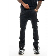 Vicious coated side rhinestone stacked denim - DENIM