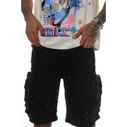 Vicious embellished rhinestone cargo denim short - SHORTS