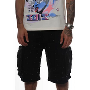 Vicious embellished rhinestone cargo denim short - SHORTS