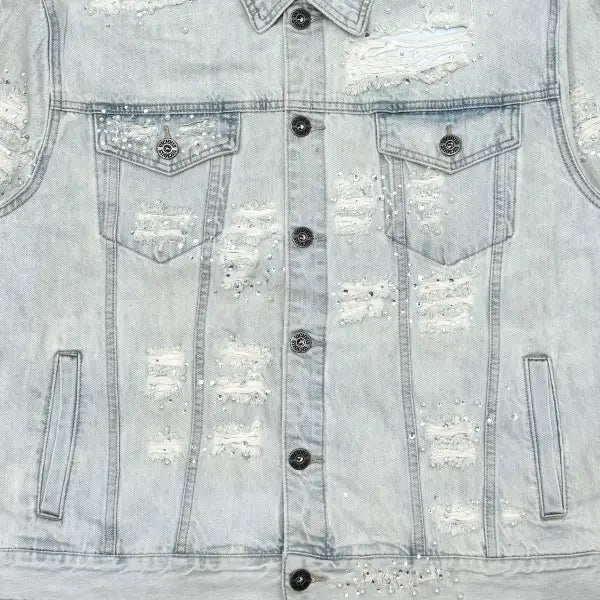 Vicious premium pearl rhinestone denim jacket - JACKET