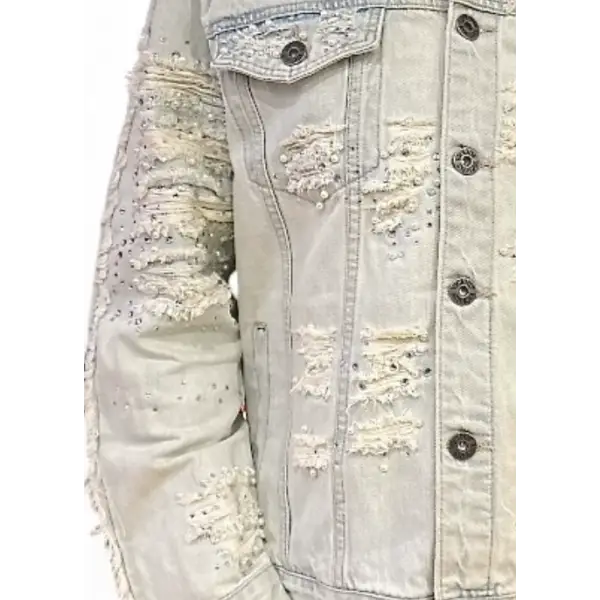 Vicious premium pearl rhinestone denim jacket - JACKET