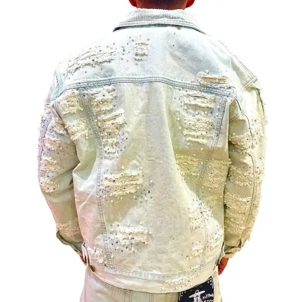 Vicious premium pearl rhinestone denim jacket - JACKET