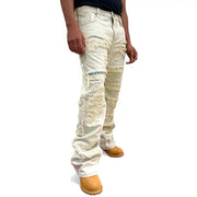 Vicious premium relaxed flared pearl/rhinestone denim - DENIM