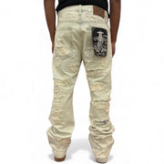 Vicious premium relaxed flared pearl/rhinestone denim - DENIM