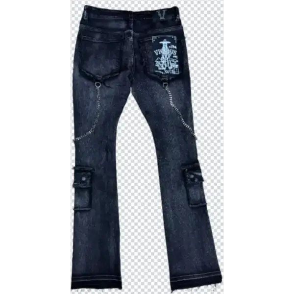 Vicious stack stone chain denim - DENIM