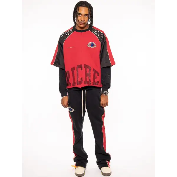 Vie Riche Bandit rugby sweat set - SMALL / RED - SWEAT PANT